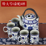 中式提梁壶茶具套装家用复古青花瓷，水壶大容量陶瓷茶壶过滤泡茶壶