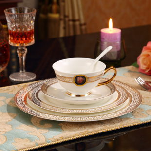 欧式西式创意陶瓷餐具，瓷器咖啡杯碟盘，套装单人四件套酒店用品摆台