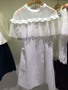 歌莉娅女装 纯白修身透视拼接蕾丝连衣裙184C4B270