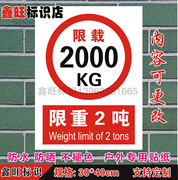 货梯限重标识限载2000kg500kg1000kg安全警示交通指示牌标志牌