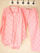 pink印花衬衫式家居服睡衣休闲套装