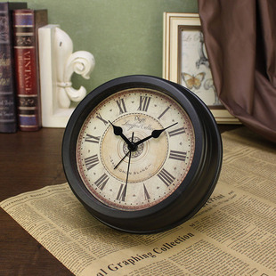 美式桌面时钟摆件客厅家用小型座钟厨房迷你挂钟创意复古闹钟台钟