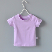 素净短袖上衣基础款0-4岁女童，宝宝糖果色，纯色半袖短袖t恤打底衫