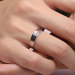 白18k金铂金(金铂金，)10分2030分男钻戒钻石，男戒指环订求结婚情侣对戒