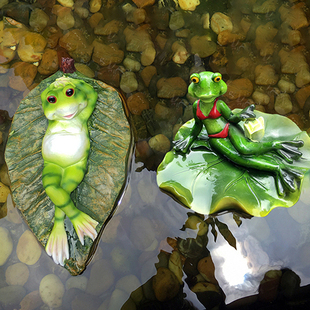 花园水池浮水青蛙摆件家居鱼缸池装饰工艺品庭院假山仿真动物摆设