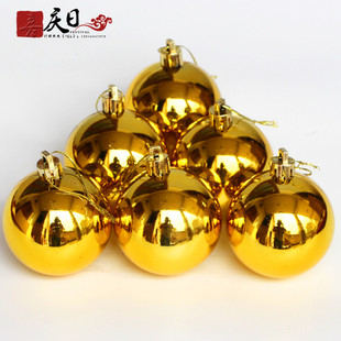 圣诞彩球6cm金色圣诞，亮光球10cm电镀球，圣诞节商场酒店布景装饰品