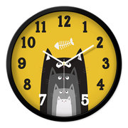 卡通挂钟猫咪儿童房客厅家用挂表创意可爱静音钟表宠物店小猫时钟