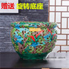 创意高档景德镇陶瓷雕刻双层镂空鱼缸画缸花瓶客厅摆件装饰品