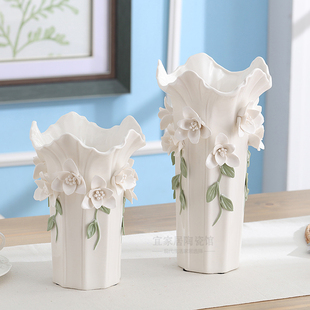 白色陶瓷花瓶摆件现代简约工艺品客厅电视柜摆设婚庆装饰家居桌面