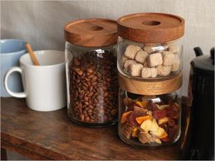 相思木玻璃储物罐厨房食品，杂粮咖啡豆茶叶，密封罐透明储藏收纳罐