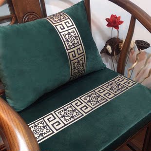红木沙发坐垫新中式硅胶圈椅太师椅官帽椅垫古典秋冬绒布防滑家用