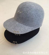2016年金属环纯羊毛，马术帽棒球帽韩版百搭黑色，女帽子