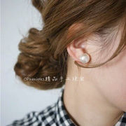 日本进口法式复古优雅棉花珍珠feve博主气质简约大珍珠银耳钉耳夹