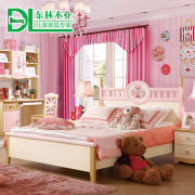 儿童床女孩公主床1.5美式乡村儿童房，家具组合套装实木单人储物床