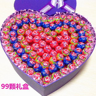 真知棒糖果礼盒99颗草莓荔枝蓝莓味送女友生日七夕情人节花束礼物