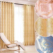 高档简约欧式客厅，金色提花窗帘布料，定制客厅卧室阳台成品