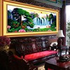 绣好的机绣十字绣成品迎客松，福禄版2.2米客厅，大幅风景山水画