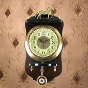 纯铜欧式挂钟创意时钟摇摆客厅个性石英钟表复古静音田园大号挂表