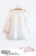 日系清新白色简约气质可爱性感仙女透视网纱毛绒绒甜美娃娃衫上衣