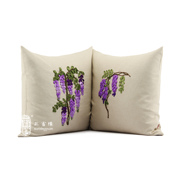 紫藤原创丝带绣抱枕艺术靠垫居家靠包沙发靠背套午睡枕送枕芯