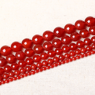 天然水晶红玛瑙散珠串，珠子手链配件，饰品圆珠diy手工配件材料