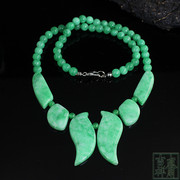 马来玉项链女款长短，项链颈链百搭款绿色珠链，女饰品礼物
