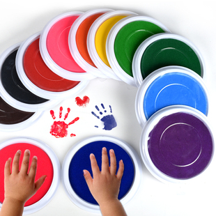 儿童手指画印泥 安全可水洗涂鸦颜料幼儿园12色手掌印泥彩色印泥