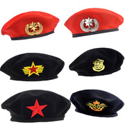 2023春夏季水兵舞演出帽表演贝雷帽男女儿童红色五角星帽子