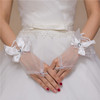 新娘结婚婚纱蝴蝶结白色，手套蕾丝婚礼，礼服短款网纱漏指手套韩式