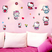 墙壁贴纸kitty墙贴卧室，温馨卡通凯蒂猫儿童房房间装饰品床头贴画