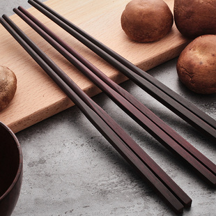 鸡翅木木筷子家用乌木筷，无漆无蜡纯天然红木，实木餐具10双家庭套装