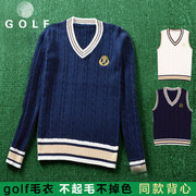 韩版时尚高尔夫服装针织衫秋冬女装球衣长袖毛衣马甲golf背心