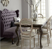 新古典(新古典)餐桌椅，组合实木造型雕花，桌子美欧式样板房后现代家具