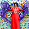 SUGA唐自制 民族风刺绣连衣裙圆领七分袖丝麻长袍女新疆西藏旅行