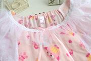 日系粉色蕾丝猫头鹰可爱女式夏季纯棉双层纱布短袖套头睡裙睡衣