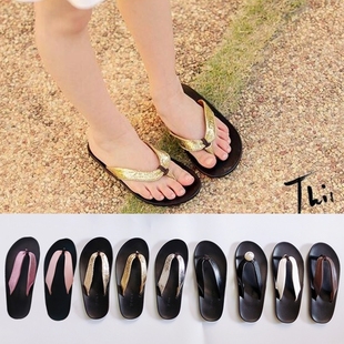 韩国童鞋2022女童夏季闪亮儿童夹脚人字拖鞋，沙滩海边鞋亲子鞋