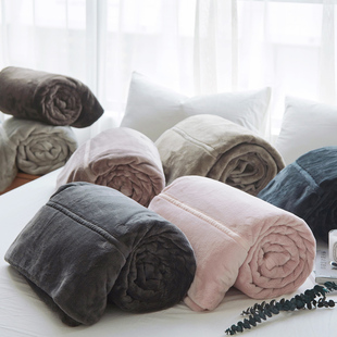 日式纯色天鹅绒毯加厚保暖秋冬沙发盖毯空调毯纯色法兰绒午睡毯子