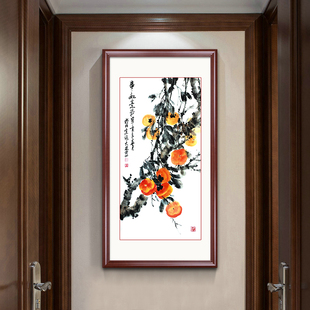 良木新中式玄关装饰画竖版挂画过道走廊壁画事事如意餐厅壁画单幅