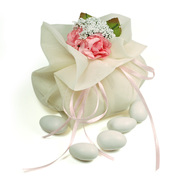 意大利confetti白色爱袋系列，3-喜糖纱袋欧式创意婚庆花朵喜糖盒