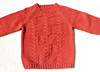 手织春秋男儿童毛线衣(毛，线衣)细线羊，毛线手工编织砖红色白色毛衣外套