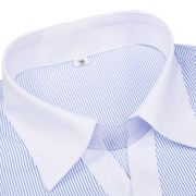 商务职业蓝条纹白领短袖衬衫女修身会议面试工作服OL半袖大码寸衫