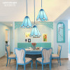 蒂凡尼地中海餐厅吊灯三头创意个性蓝色吧台，饭厅楼梯led灯饰灯具