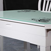 实木餐桌钢化玻璃餐桌可伸缩推拉餐桌圆桌白色，烤漆客厅家具饭桌