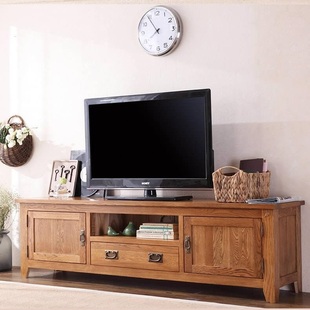 纯实木电视柜白橡木视听柜简约现代落地柜客厅小户型家具