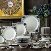 碗碟套装景德镇陶瓷器餐具62头欧式骨瓷餐具套装结婚碗盘套装