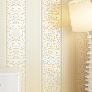 欧式3d立体无纺布自粘壁纸墙贴贴纸卧室温馨客厅背景素色家用墙纸