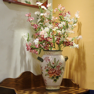 美式欧式花瓶田园风格手工彩绘，复古怀旧花瓶艺术，创意摆件干花装饰