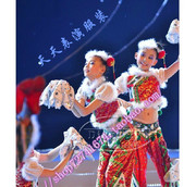 儿童女汉族秧歌服表演演出服装民族手绢舞元旦新年喜庆手绢舞