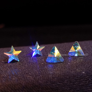 S925纯银奥地利水晶  三角形五角星防过敏耳钉耳饰  个性简约饰品