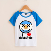 阿根廷队T体恤旅游撞色世 杯T恤可爱运动新童装小孩足球迷短袖t